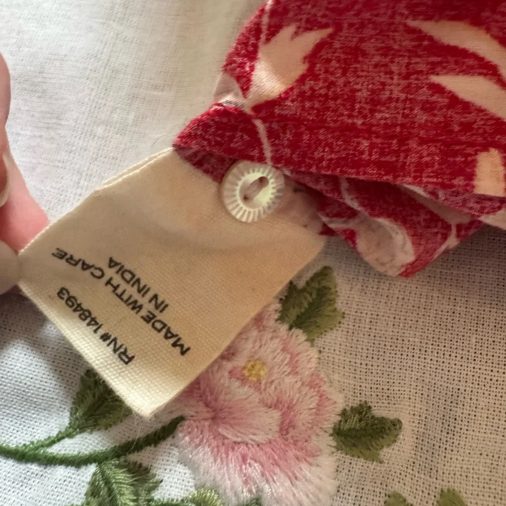 ⟡ DÔEN Heloise Top in Oak Bluffs - Size S - Red Floral Long-Sleeve Blouse - Picture 9 of 10